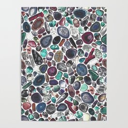 MIXED GEMSTONES ON WHITE Poster