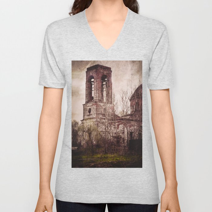 Church in ruins V Neck T Shirt