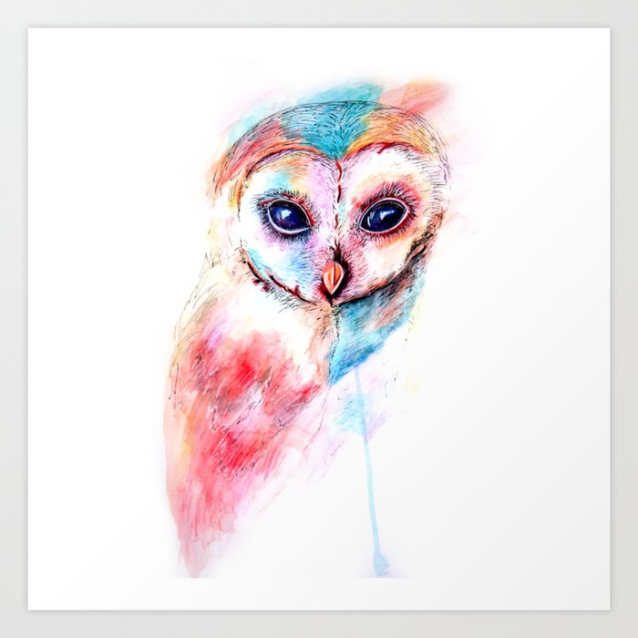 Watercolour Barn Owl Art Print By Spryartanddesign Society6