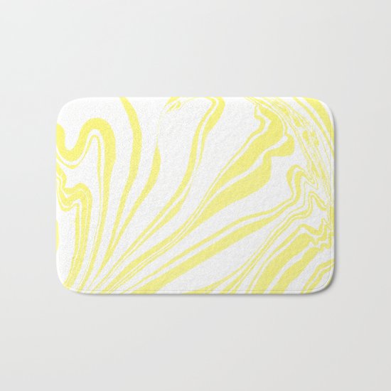 Yellow Marble Ink Watercolor Bath Mat