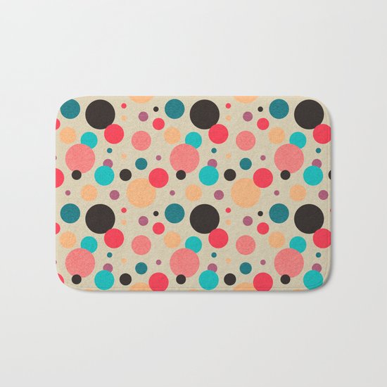 Multicolored Geometric Polka Dot Pattern Bath Mat
