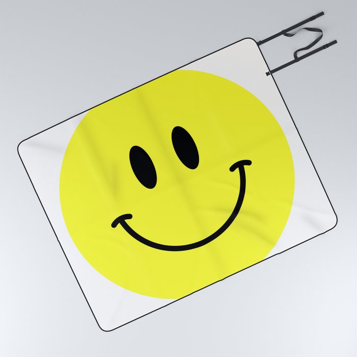 001 Acid Electric yellow #ffff33 smiley face Picnic Blanket