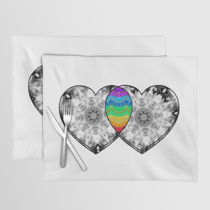 You Color My World - Colorful Love Heart Art Placemat