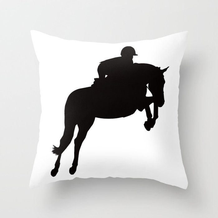 Jumping Horse Silhouette Throw Pillow