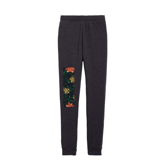 Gold & Red Floral Christmas Pattern Kids Joggers