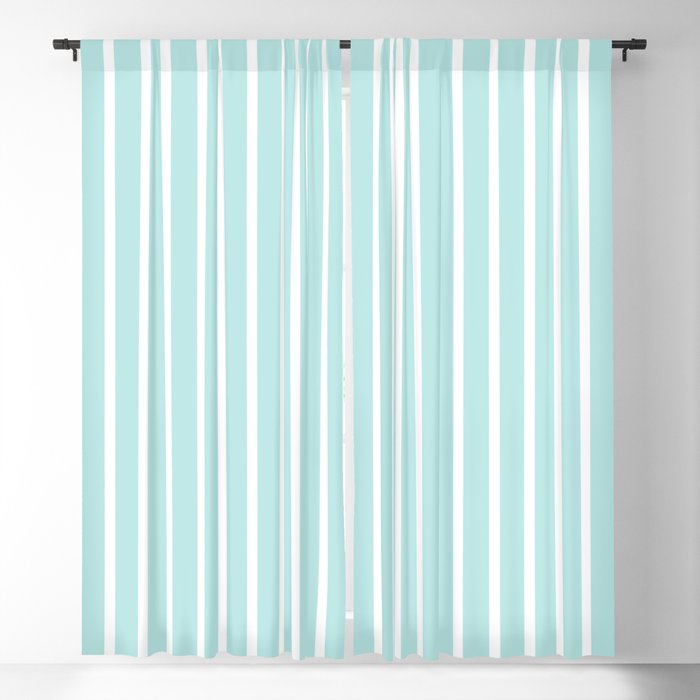 Vertical Stripes Light Blue Turquoise Blackout Curtain By