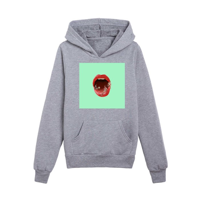 what dat mouth do? green Kids Pullover Hoodie