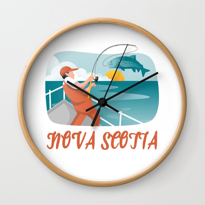 Nova Scotia Fishing Wall Clock