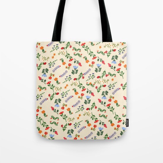 Bright Vintage Flower Pattern Tote Bag