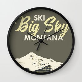 Gray Ski Big Sky Montana Vintage Poster Wall Clock
