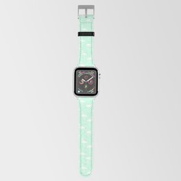 White flamingo silhouettes seamless pattern on mint green background Apple Watch Band