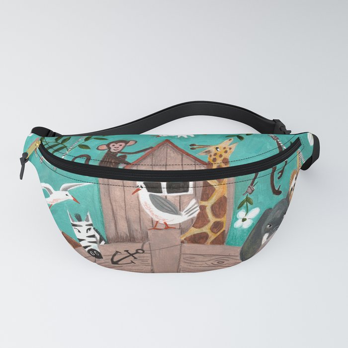 Cute kids Noah's Ark animals and flowers Fanny Pack