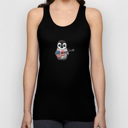 Baby Penguin Playing American Flag Acoustic Guitar Tank Top