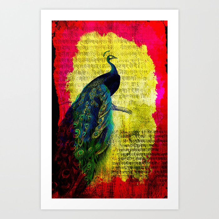 psychedelic peacock Art Print