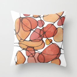 Watercolor Red and Orange Abstract Modern Nuerotrophic Painting Throw Pillow