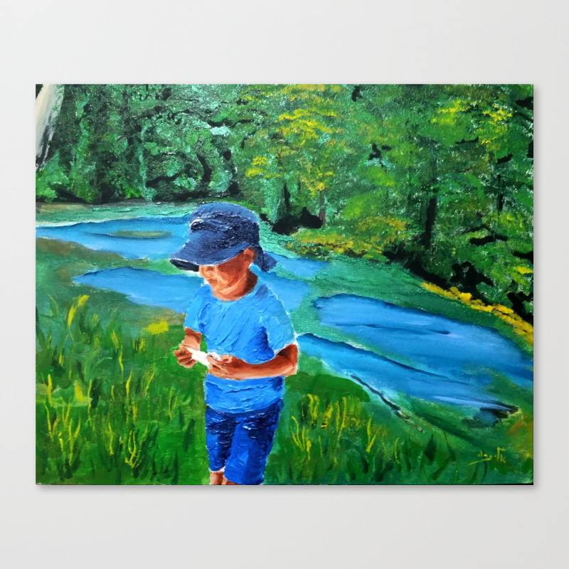 A Little Boy With Curly Hair Wise Beyond His Years Canvas Print By Eligrossart Society6