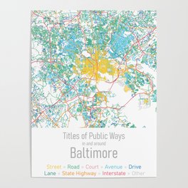 Titles of Public Ways in and around Baltimore Poster