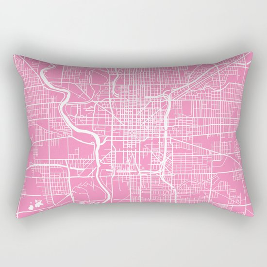 Indianapolis map pink Rectangular Pillow