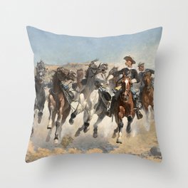 Dismounted: The Fourth Troopers Moving the Led Horses (1890) by Frederic Remington. Throw Pillow