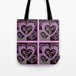 4 Square Hearts Pattern (purple) Tote Bag
