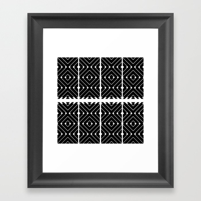 MONOCHROMA Geometrica : Black & White Box Pattern Framed Art Print