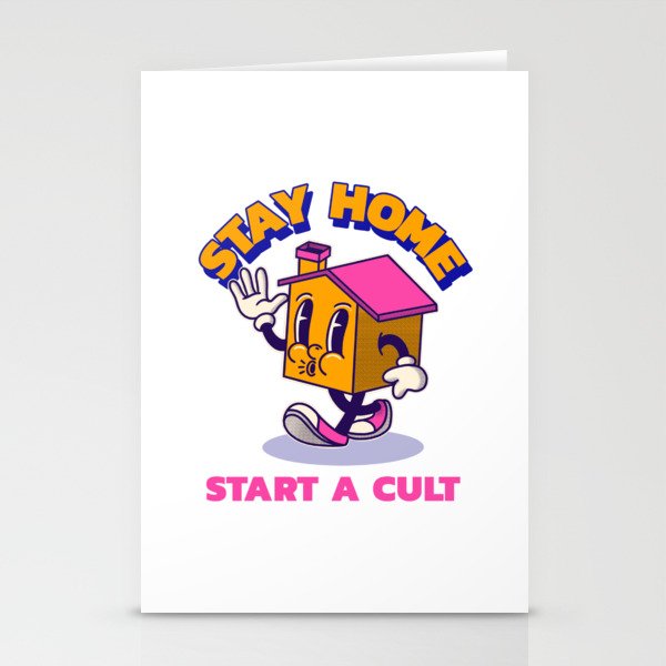 Stay Home. Start a Cult Funny Cult Nihilism Design Stationery Cards
