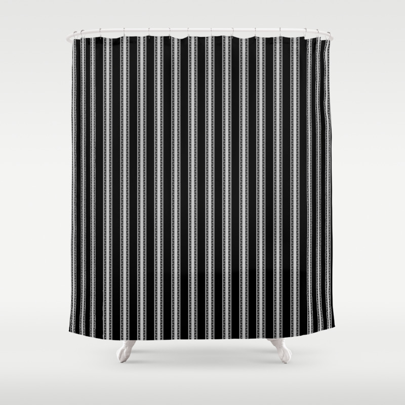 Black And White English Rose Trellis On Mattress Ticking Stripe