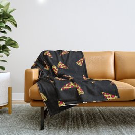 Pizza Slice Pattern (black) Throw Blanket