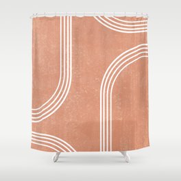 Mid Century Modern 2 - Geometrical Abstract - Minimal Print - Terracotta Abstract - Burnt Sienna Shower Curtain