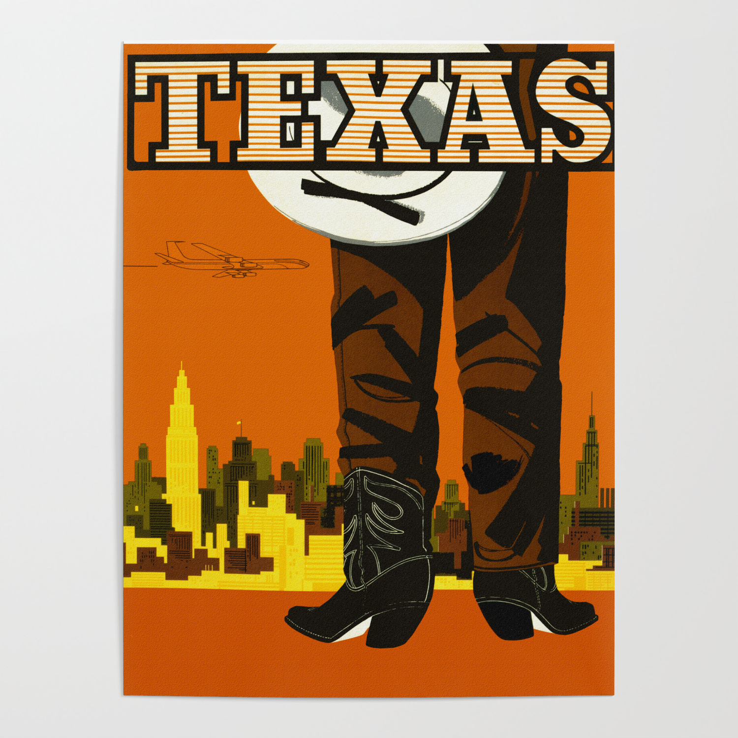 Texas Vintage Travel Print Premium Matte vertical posters retro travel art
