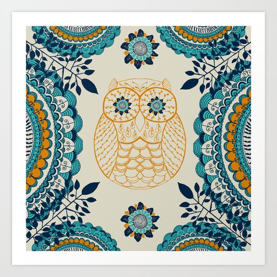 BOHO Owl Art Print
