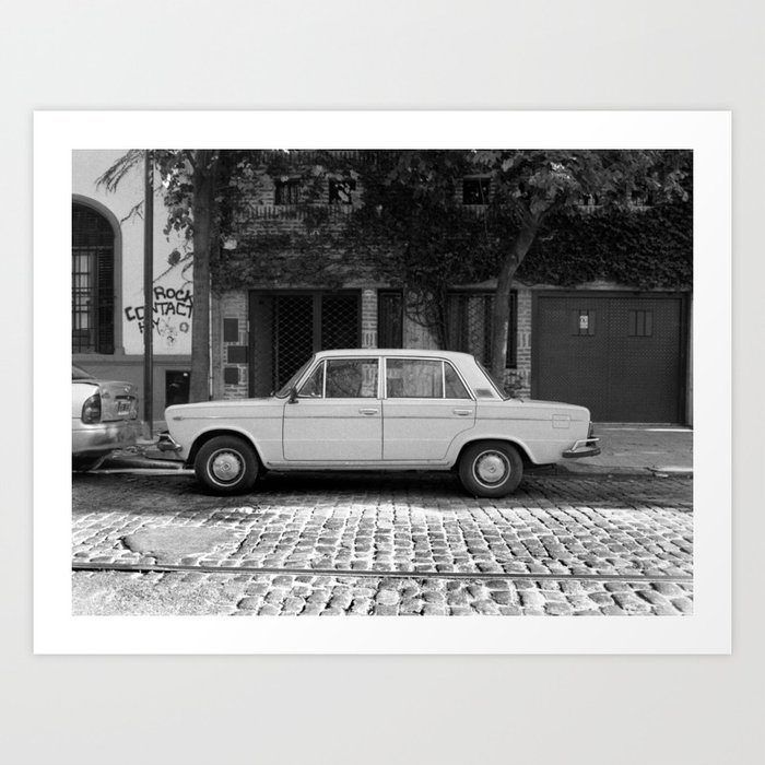 Car Buenos Aires Black and White Art Print