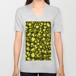 Bright bubbly solar surface of glass spherical molecules on black metal.  V Neck T Shirt