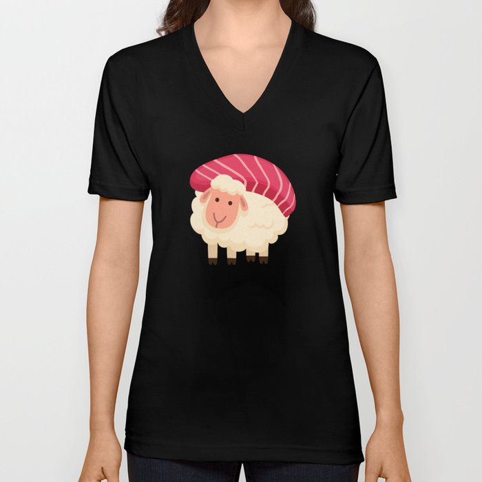 Sushi Sheep Japan Kawaii Sheep Wool V Neck T Shirt