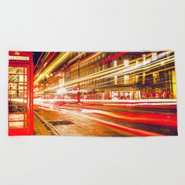 Great Britain Photography - Phonebooth Beside The Budy Traffic Beach Towel