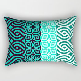 Black and White Plaits Pattern on Green Rectangular Pillow