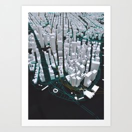3D New York Map Art Print