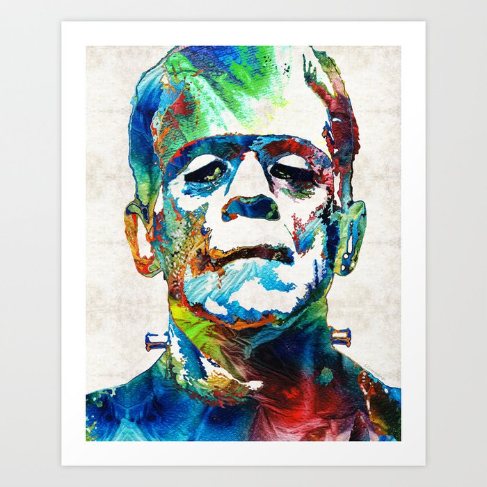 Frankenstein Art - Colorful Monster - By Sharon Cummings Art Print