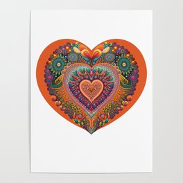 Groovy "Trippy Hippie" hearts and valentines Poster