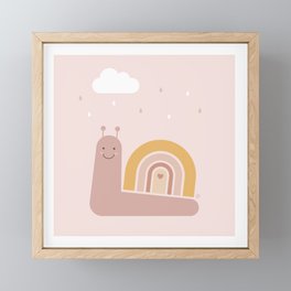 slow down & get cozy - boho rainbow snail Framed Mini Art Print