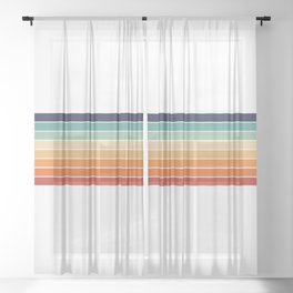 Retro rainbow palette stripes 70s on white 4 Sheer Curtain