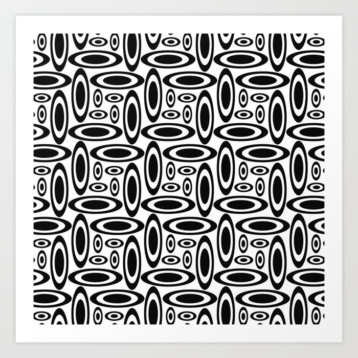 Black and White Repeat Pattern 12 Art Print