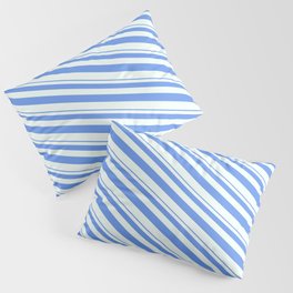 [ Thumbnail: Cornflower Blue & Mint Cream Colored Lines/Stripes Pattern Pillow Sham ]