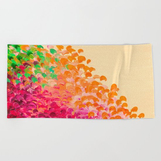 CREATION IN COLOR Autumn Infusion - Colorful Abstract Acrylic Painting Fall Splash Ombre Ocean Waves Beach Towel
