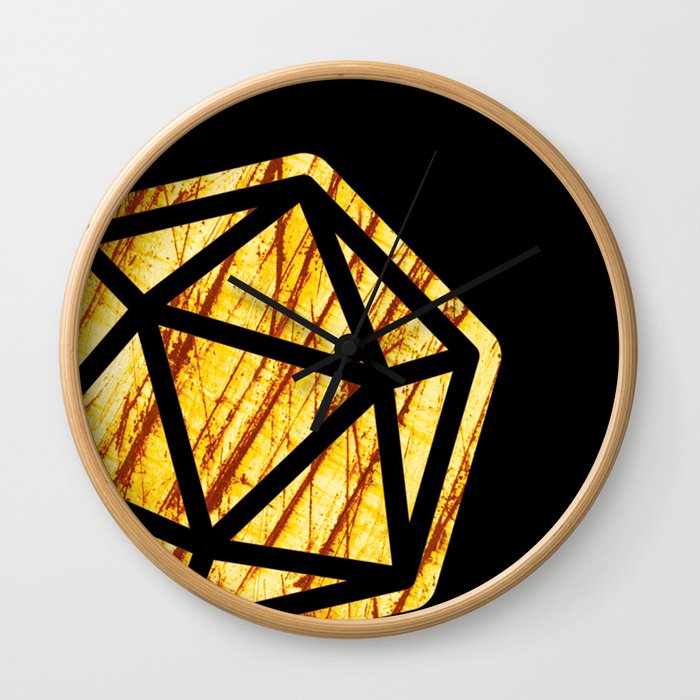 DnD d20 scratched yellow ambar Wall Clock
