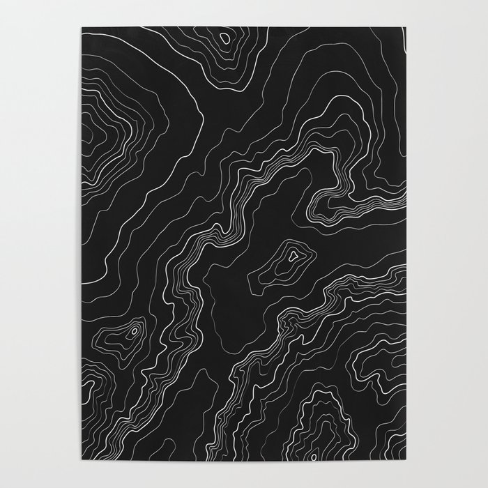 Black And White Topographic Wallpaper Black & White Topography Map Poster By Mydream | Society6