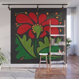 Big Red Dahlia (abstract hand-drawn flower) Wall Mural