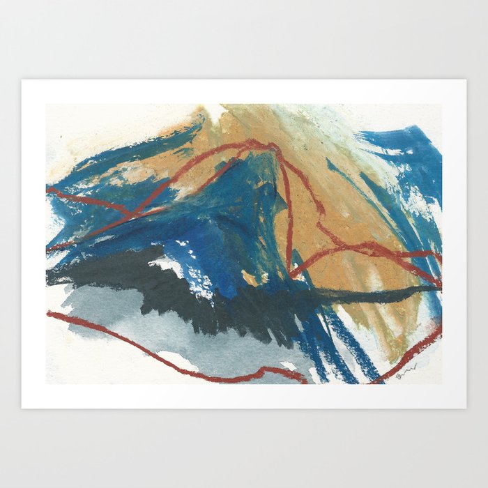 no more earthquakes Kunstdrucke | Gemälde, Abstrakt, Aquarell, Pastel, Ink, Blau, Gold, Natur, Mixed-media
