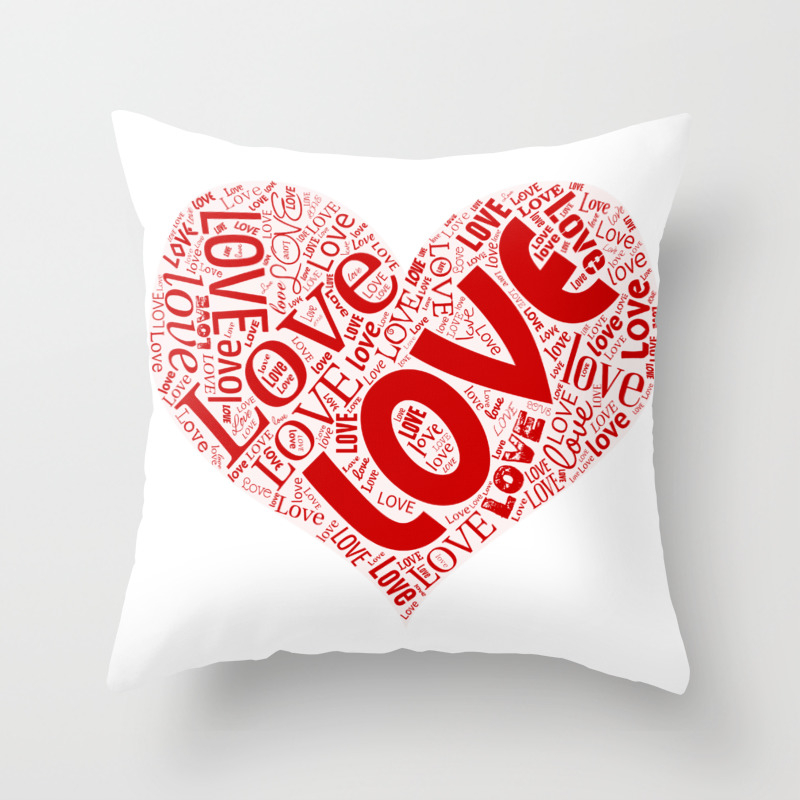Heart Shaped Word Cloud Written With Love Throw Pillow By