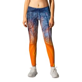 Burning Halloween Pumpkin Leggings